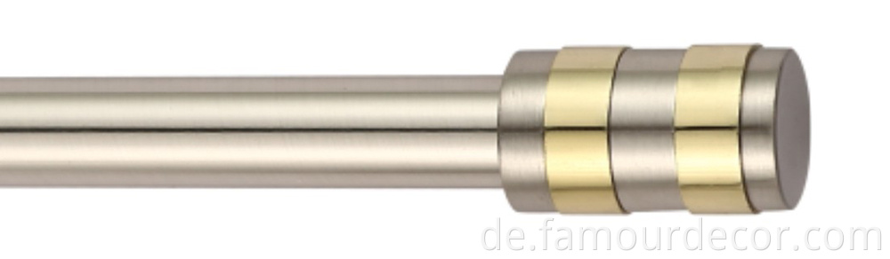 Gold curtain rod with inlaid head